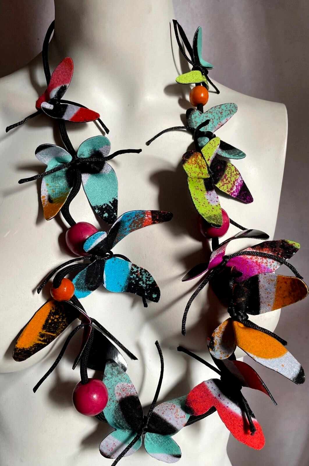 Nita Angeletti OOAK Art To Wear Multi-Color Butterfly Statement Necklace
