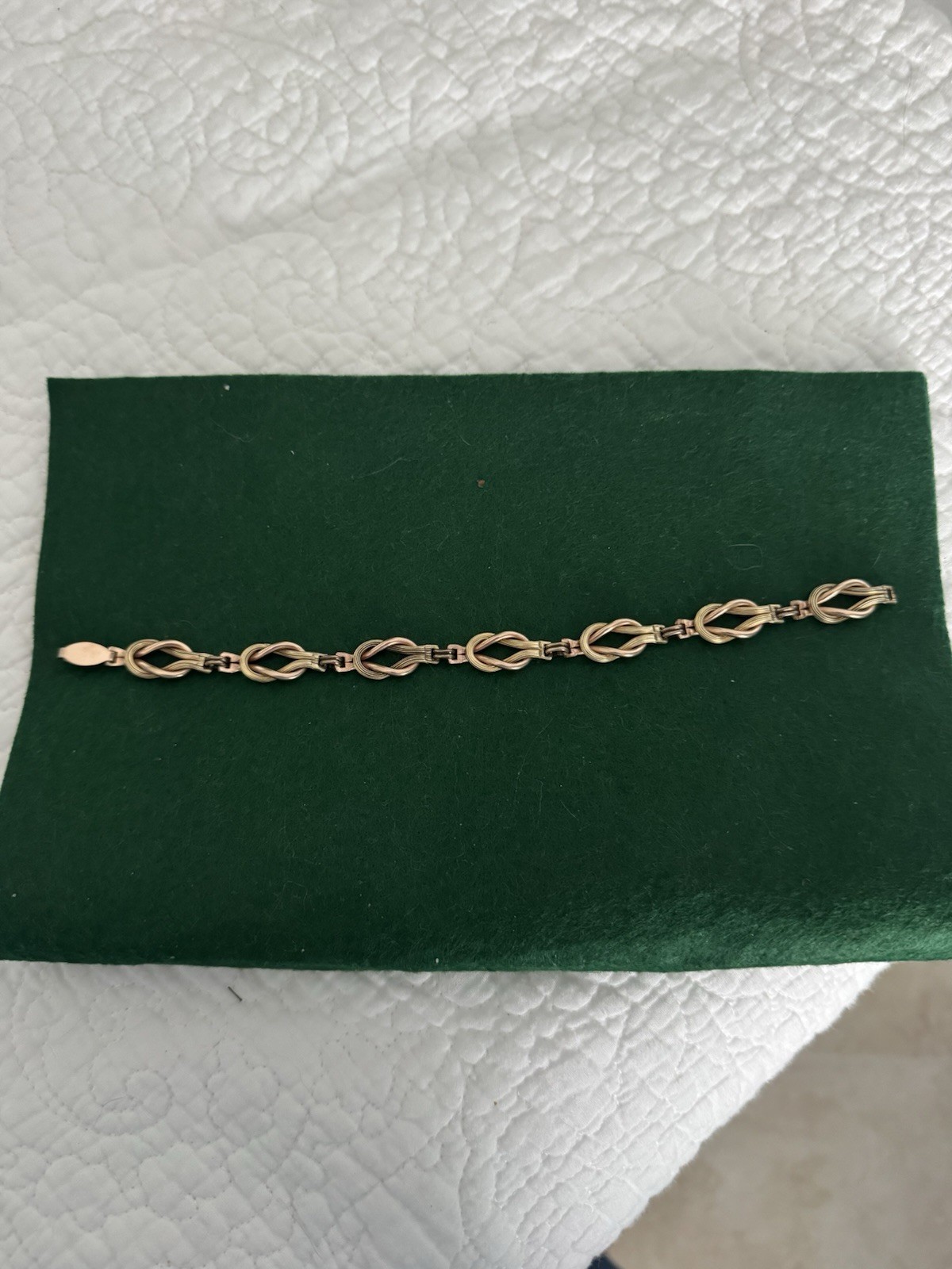 Vintage 12K GF Gold Filled Rose & Yellow Gold Love Knot Bracelet 8”
