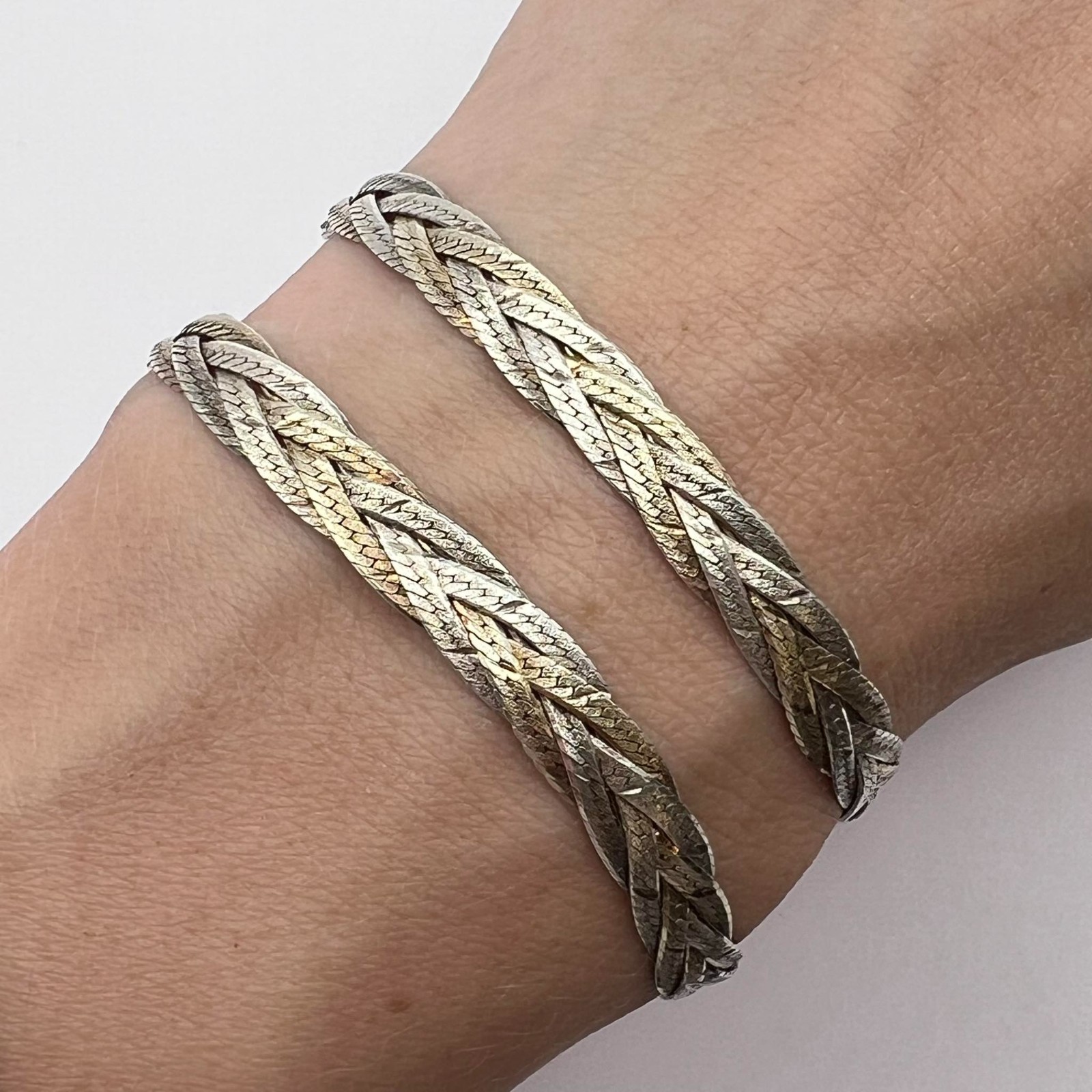 Vintage Italy 925 Sterling Silver Braided Chain Necklace 46cm 17.8g Unisex