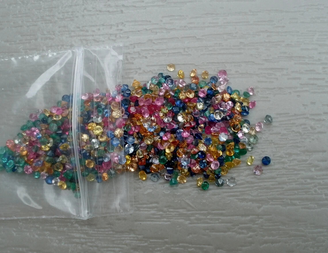 Precious natural gem loose faceted round mix parcel lot over 1 carat top quality