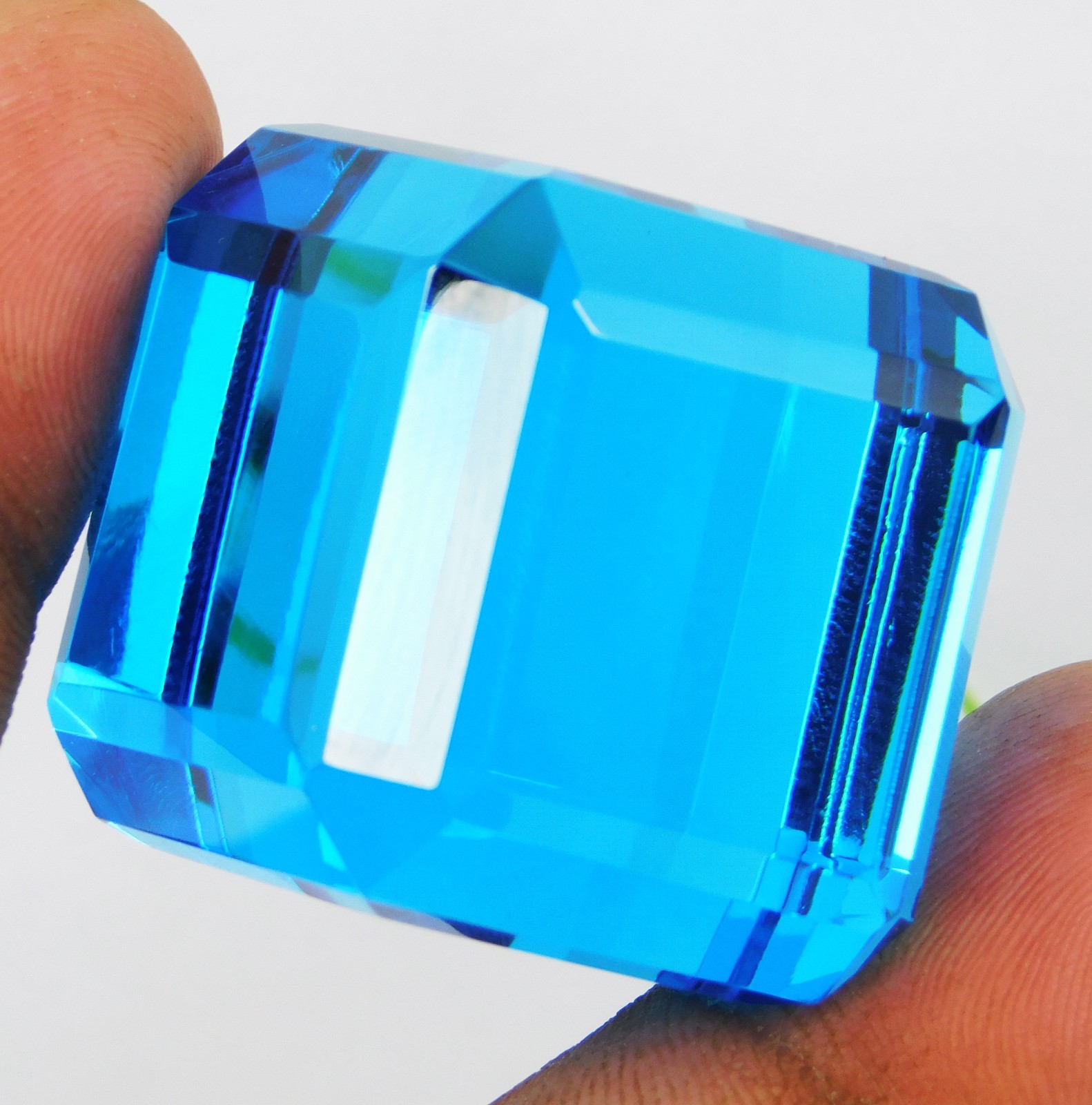 HUGE Natural 300.10 Ct Cube Cut Sky Blue Topaz Certified Loose Gemstone
