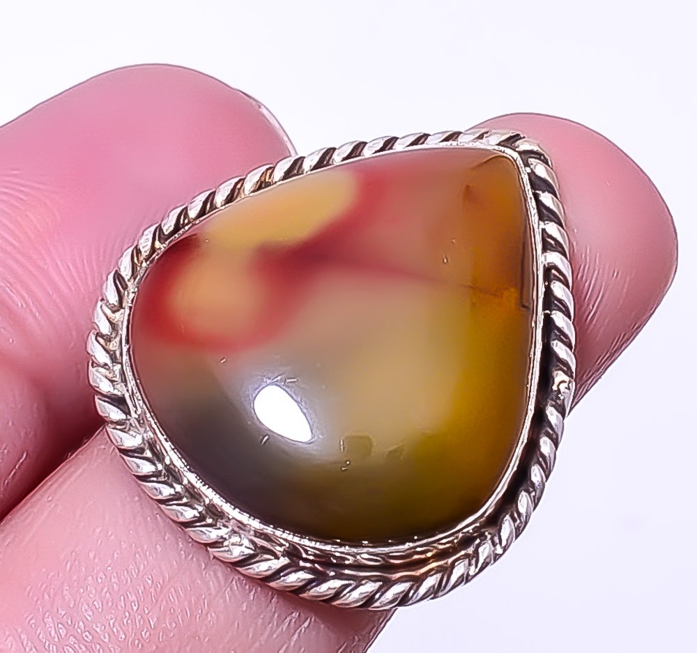 Mookaite – Australia Handmade Silver Plated Jewelry Ring Adjustable (R25)