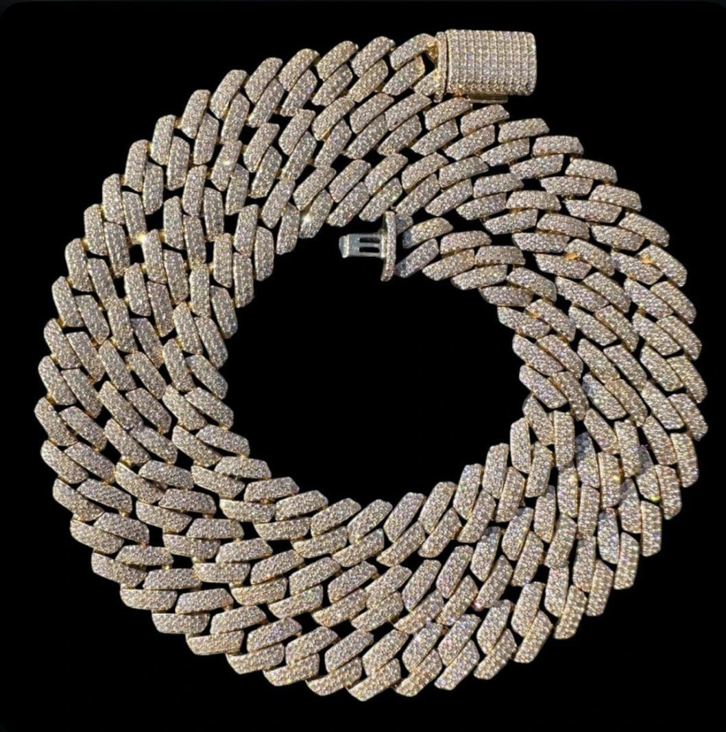 Moissanite 8 – 24″ inches Miami Cuban Chain 20mm Necklace Iced Out Silver Gold