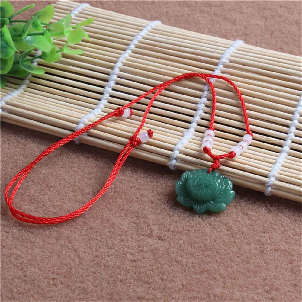 Multicolor Chalcedony Pretty Lotus Green Jade Pendant Charm Amulet Female