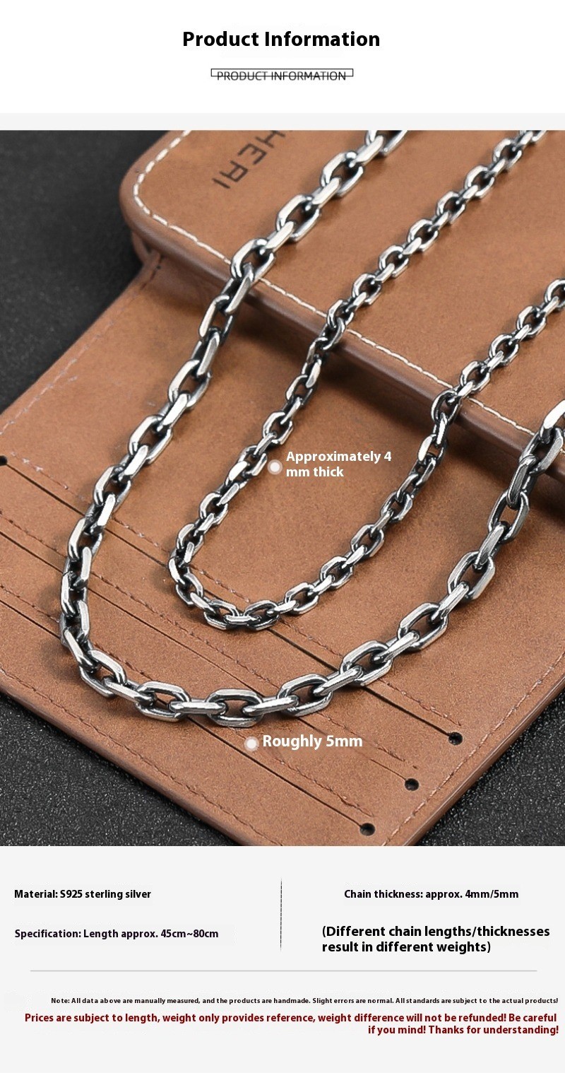 Artisan Cable Link Chain S925 Sterling Silver Heavyweight Men & Women Necklace