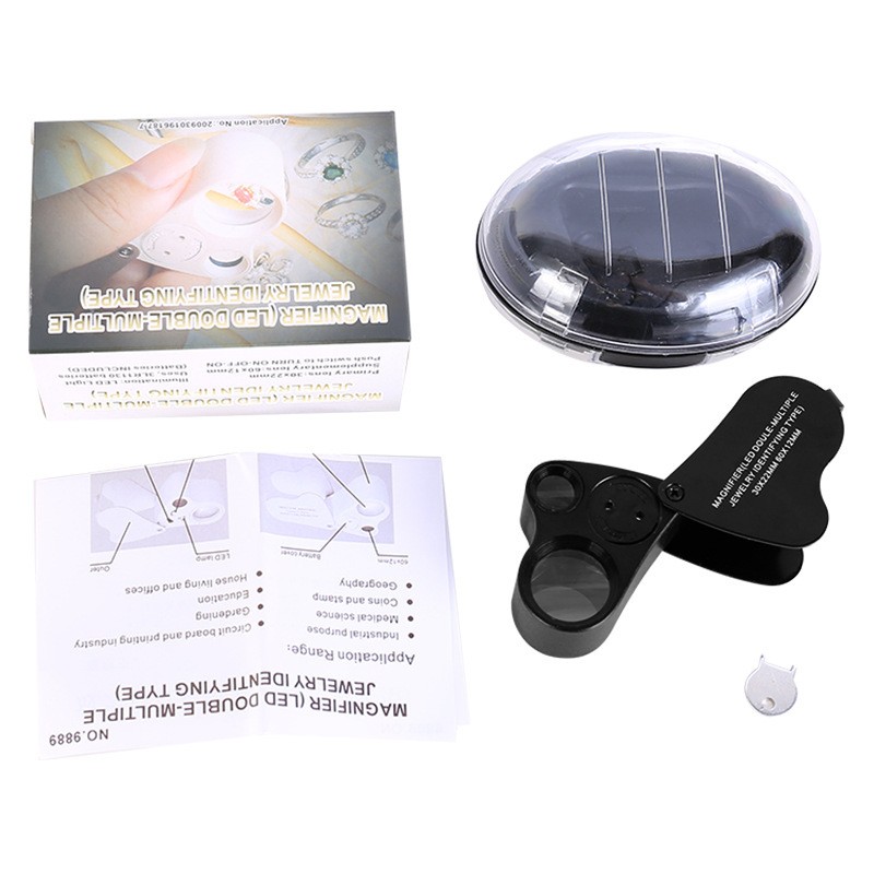 30X 60X Illuminated Jewelers Eye Loupe Foldable Magnifier Bright LED Light Gold
