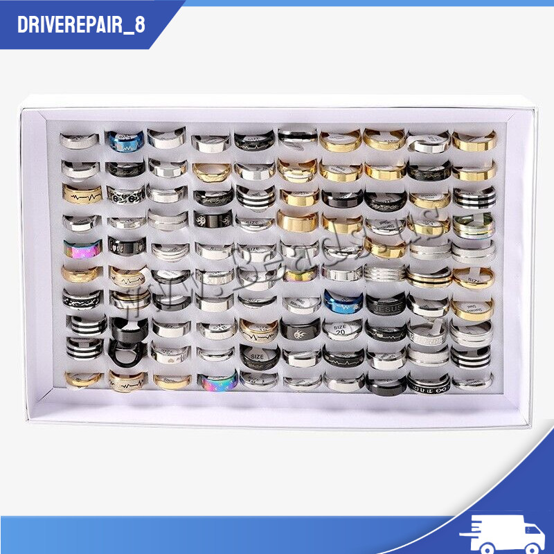 100PCS Wholesale Bulk Lot Mixed Stainless Steel Rings Men’s Women’s Fashion Ring