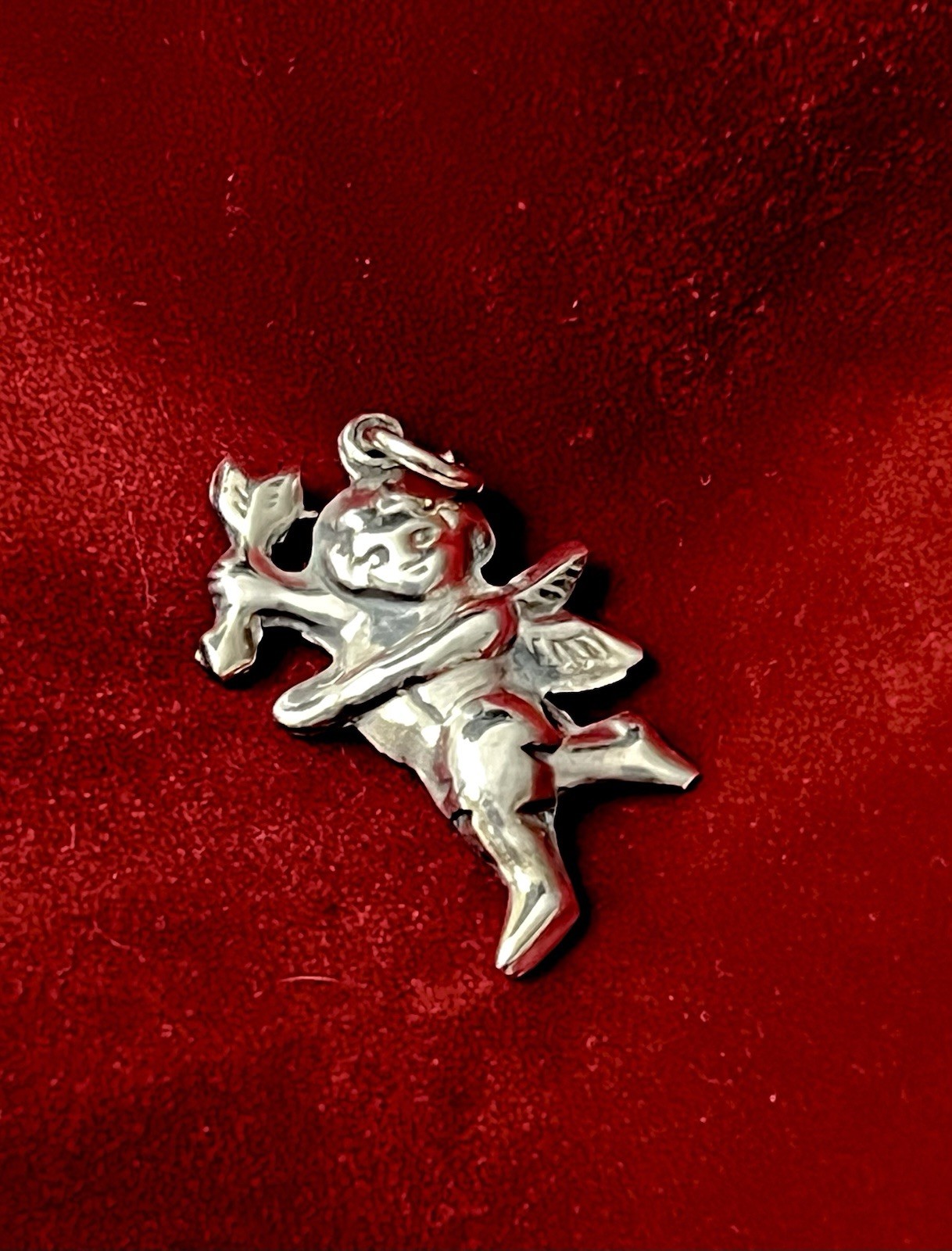 Vintage Sterling Silver Charm ~ Cherub ~ Valentines Day ~Pendant Jewelry