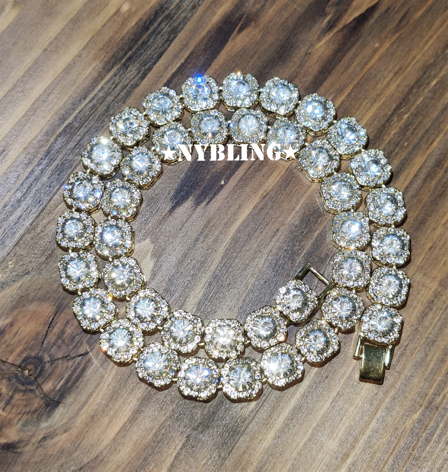 Iced Baguette Cluster Tennis Chain Necklace Plated CZ Fashion Hip Hop Jewelry