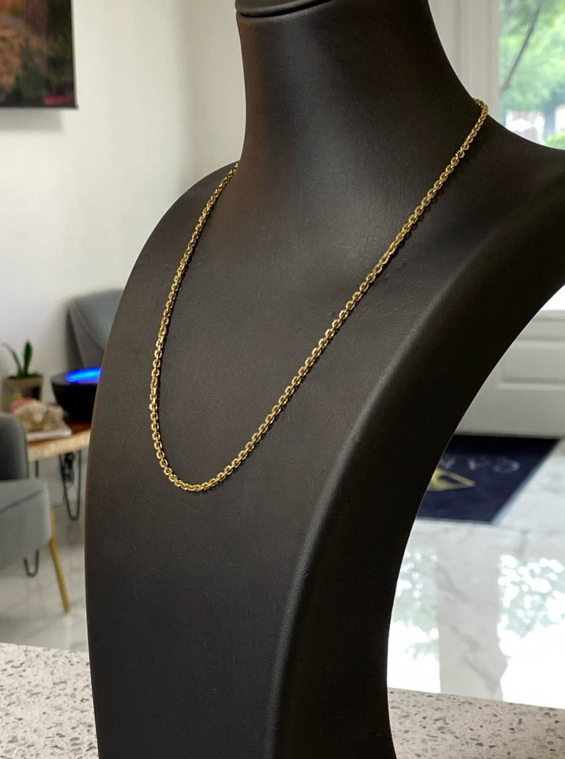 14K Yellow Gold 2mm Solid Rolo Belcher Cable Link Polished Necklace Chain 16″ 7g