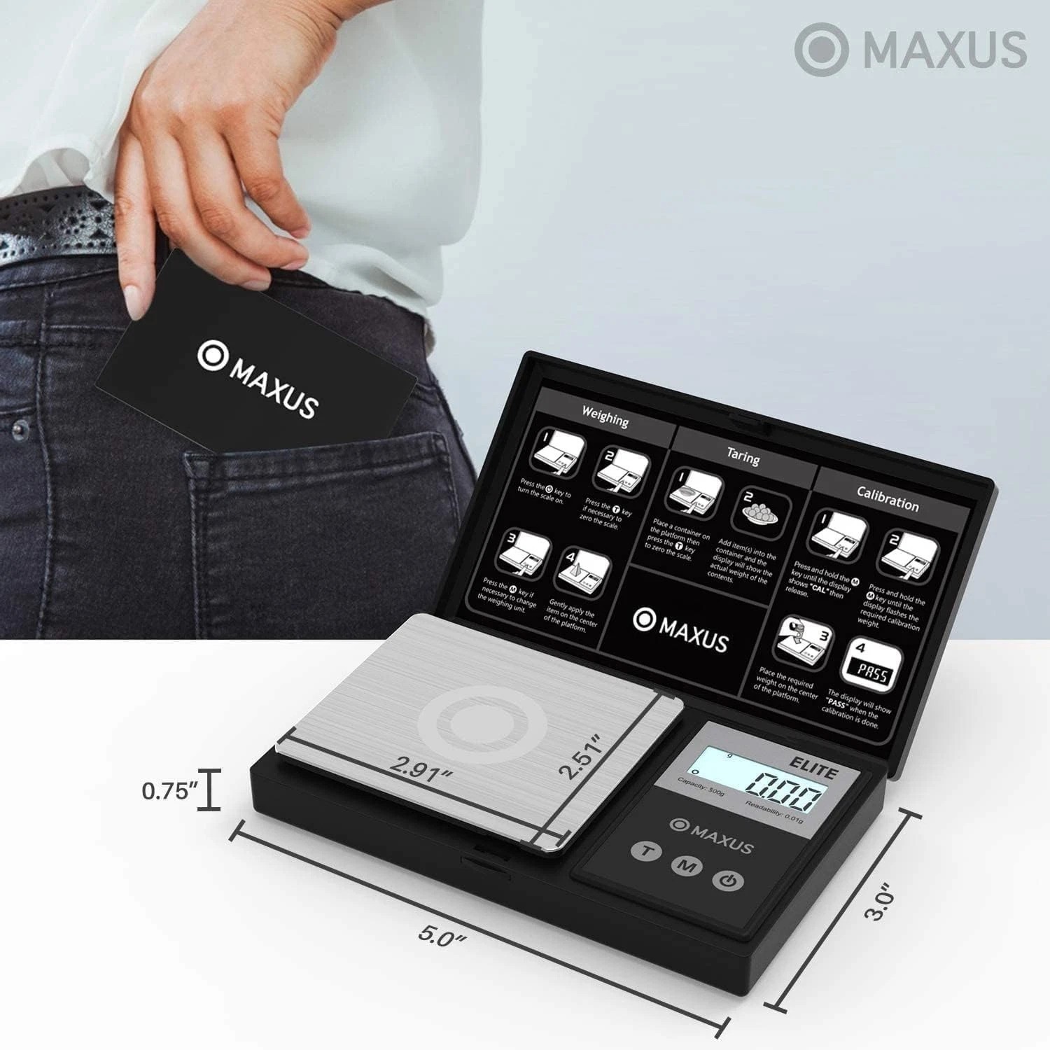 High Precision Pocket Digital Scale – 500g x 0.01g with Clear Tray & LCD Display