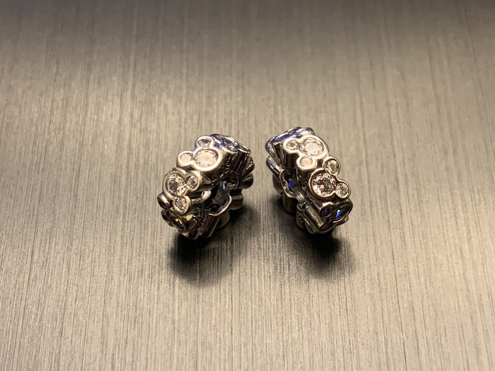 -SET OF 2- Genuine Pandora Silver Disney Mickey All Around Spacer Charm 791456CZ