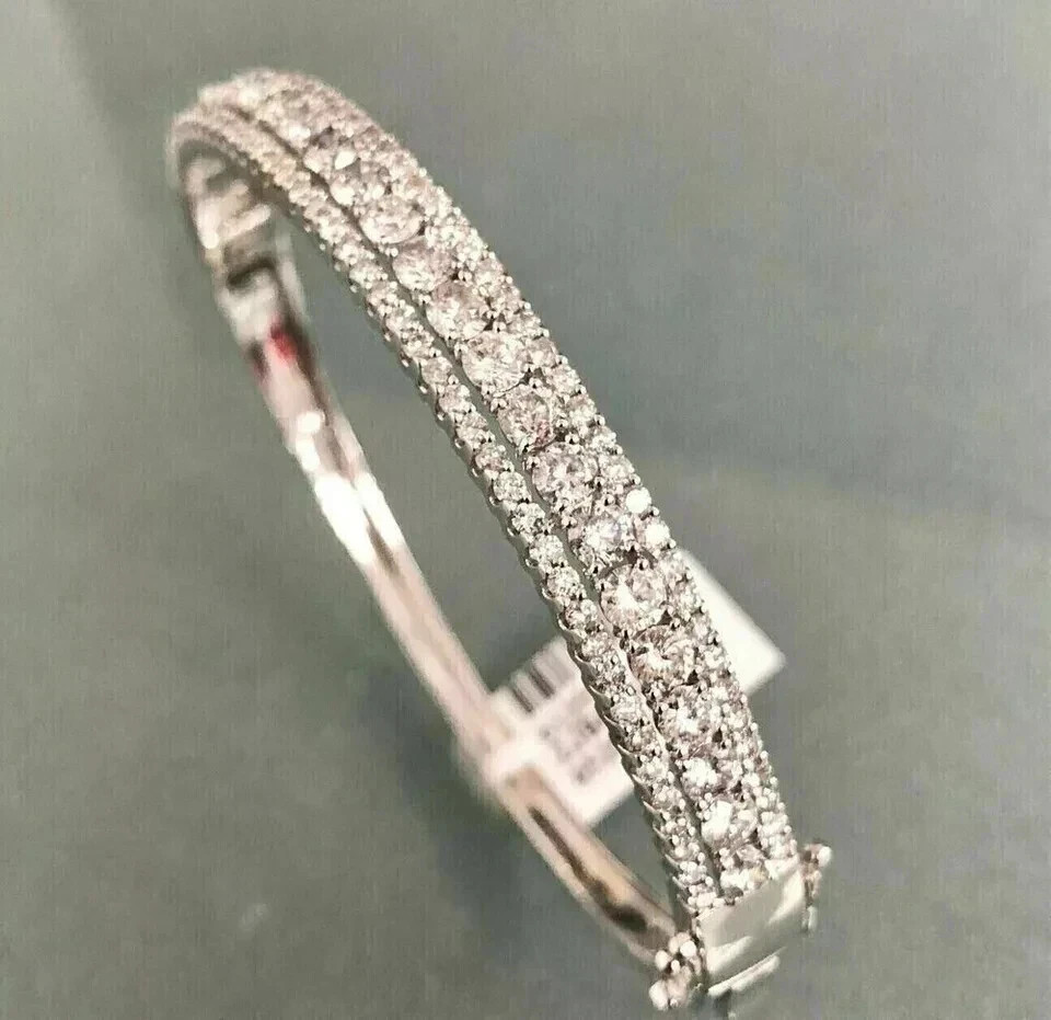 7 Ct Round Cut Lab Created Diamond Women’s Bangle Bracelet 14K White Gold Plated