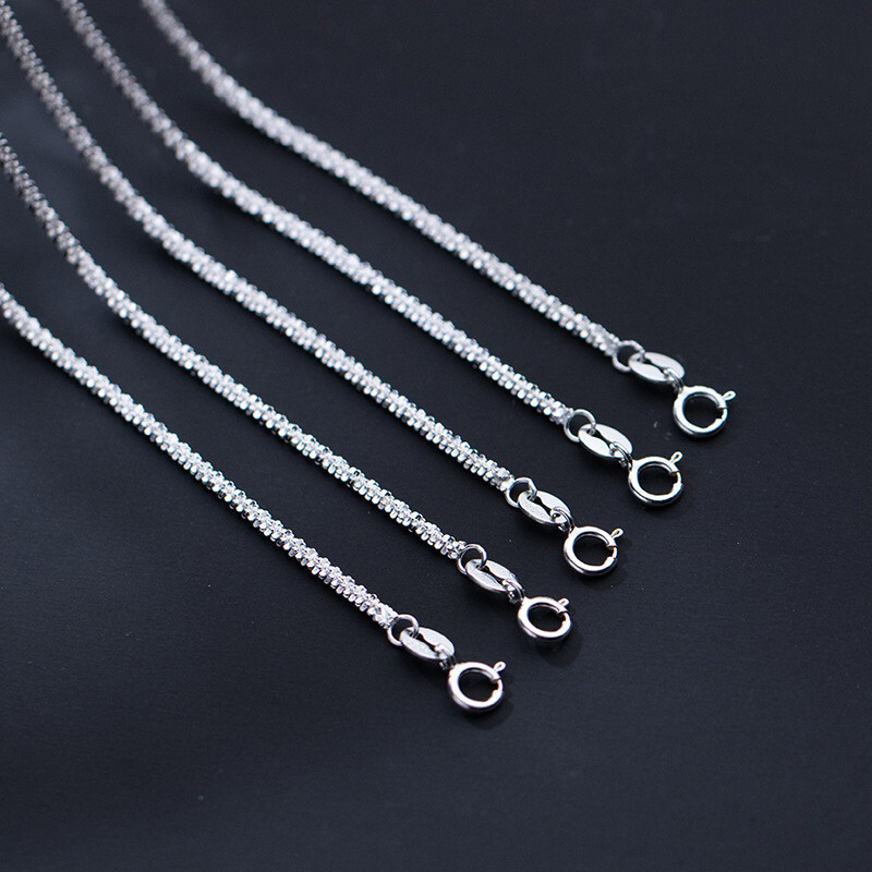 Stunning Genuine 925 Sterling Silver 2mm Starry Chain Necklace Jewelry 16″- 32″