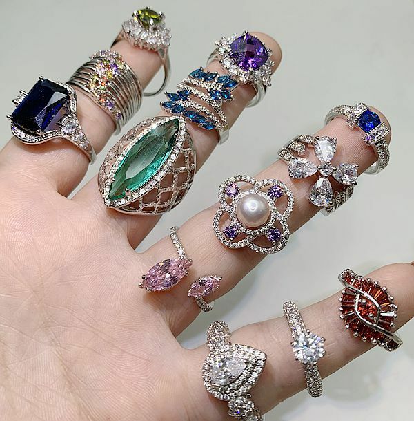 Luxurious Rings Wholesale Mixed Lots 5-100pc Big Gemstones Crystal Jewelry Ring