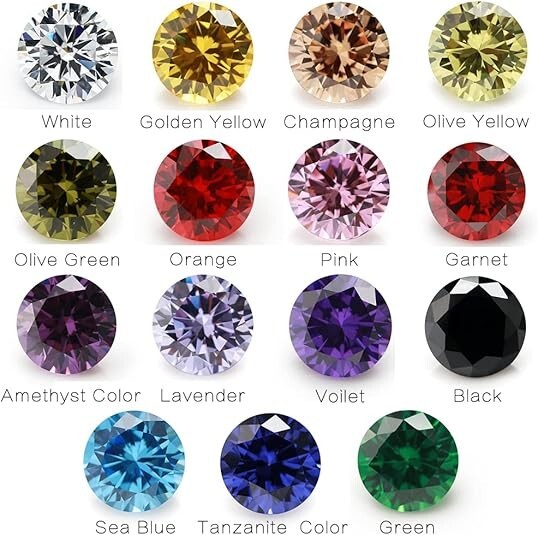 Round Cut 5A Cubic Zirconia Stone Mix 15 Colors Loose CZ Stones Synthetic Gems