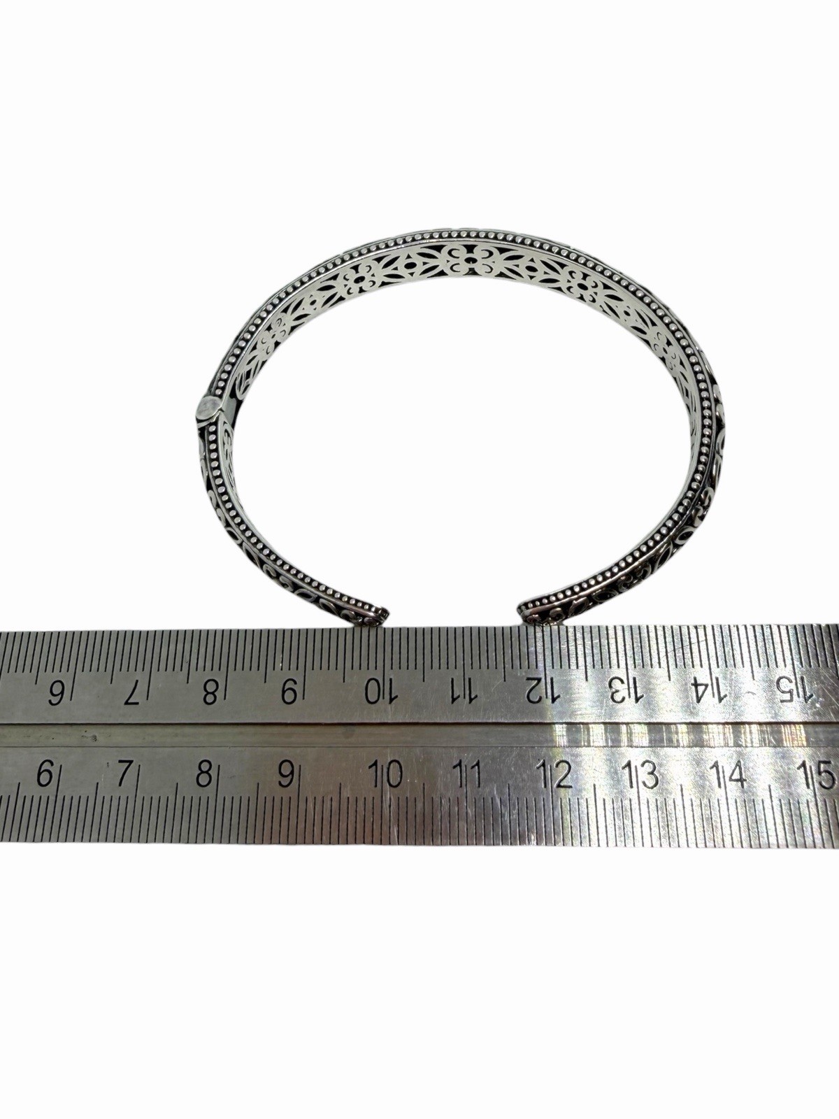 Angela By John Hardy Sterling Silver 14Kt Gold Floral Hinged Cuff Bracelet