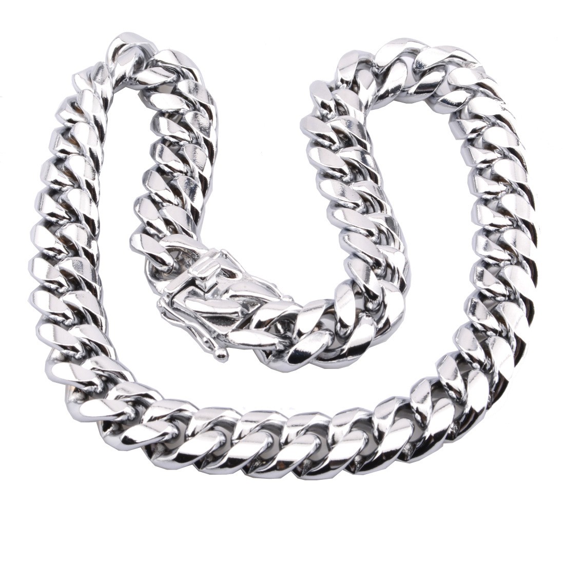 6-22mm Mens Hip Hop Stainless Steel Miami Cuban Link Chain Necklace Silver Color
