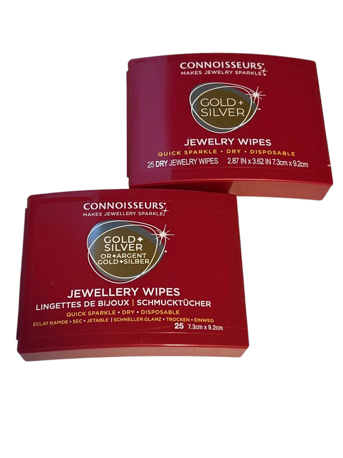 2 PACK: Connoisseurs Jewelry Wipes for Gold & Silver, Total 50 Cleaning Wipes