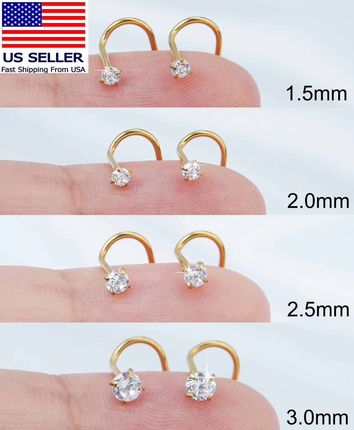 8Pcs Nose Rings Studs Set for Women Men: Hypoallergenic G23 Titanium/316L Surgic