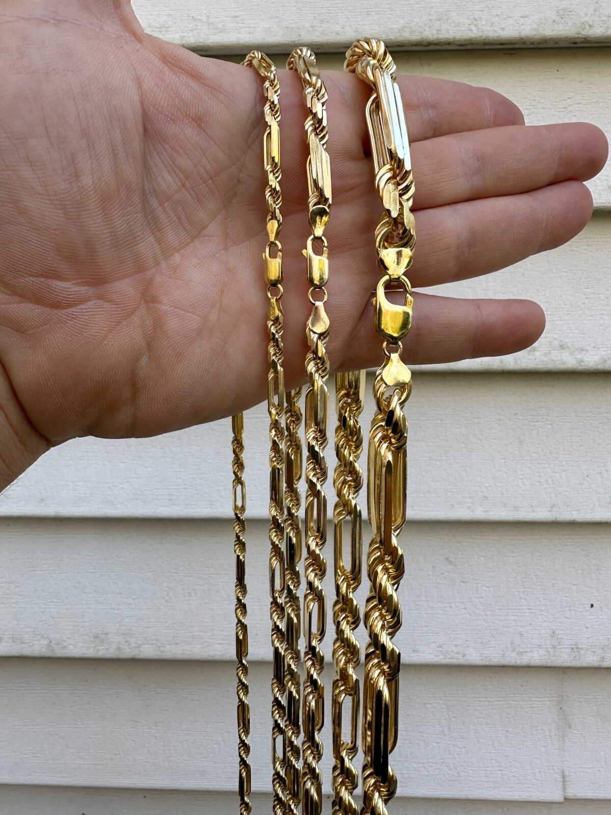 FigaRope Milano Chain Real Solid 14K Gold Plated 925 Silver Necklace Bracelet