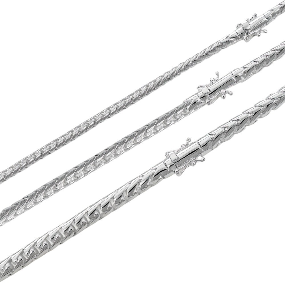 Real Solid 925 Silver Round Franco Chain 5-7mm Necklace Handmade W. Box Clasp