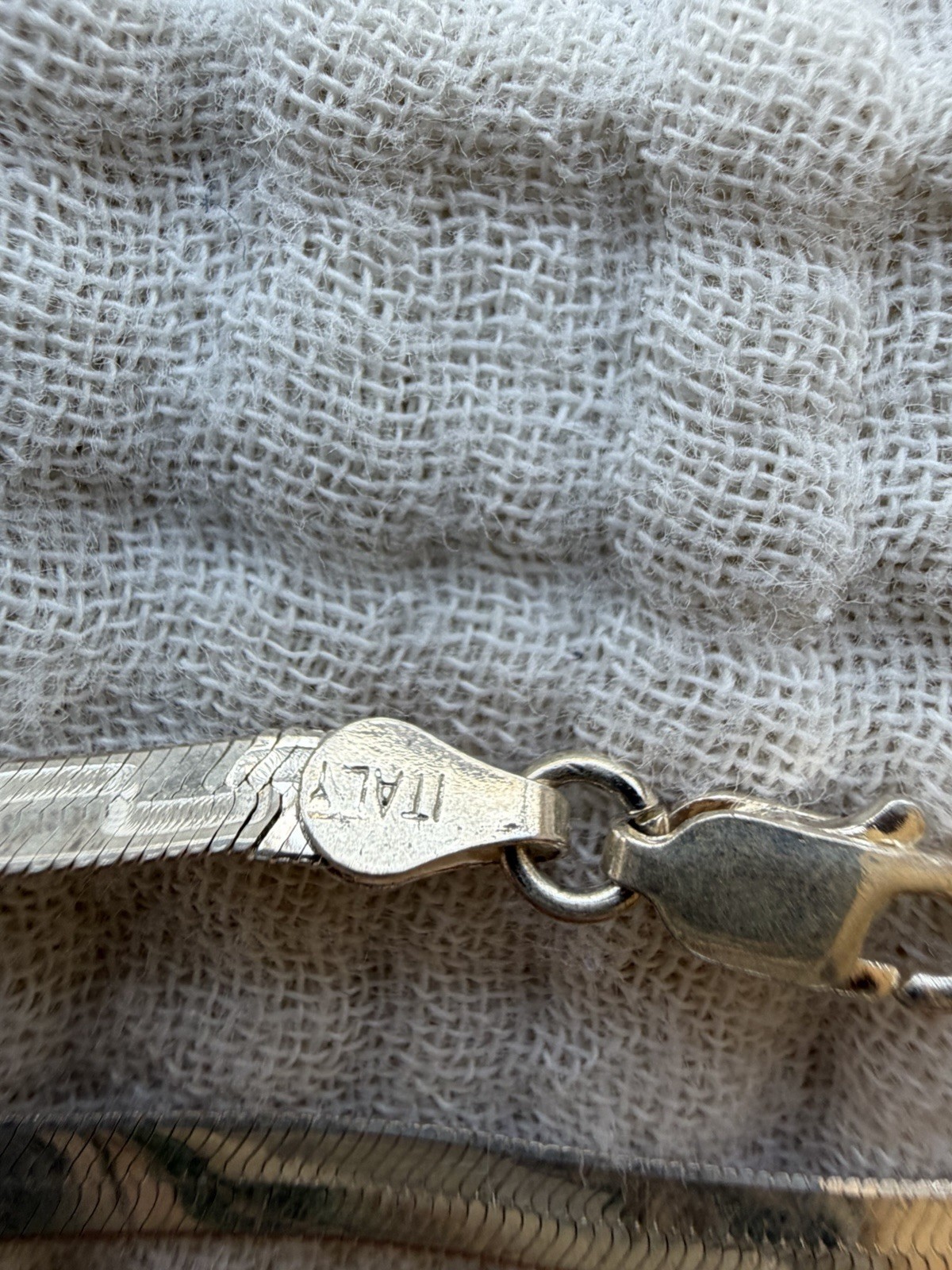 IBB Italy 925 Sterling Silver Greek Key 20” Herringbone Necklace , Silver Clasp