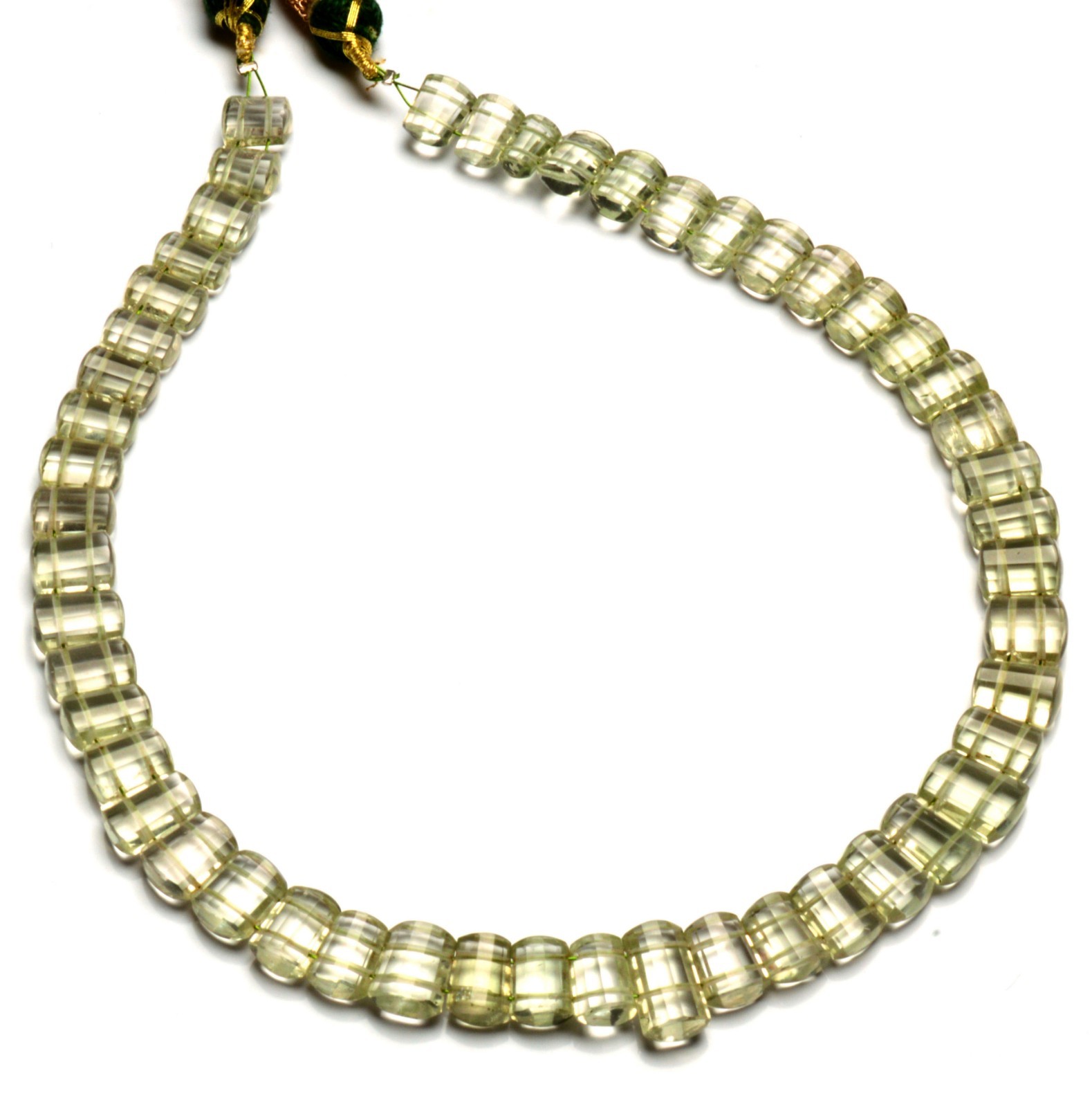 Green Amethyst Prasiolite 8-13 mm Faceted Cut Beads Adjustable Length Necklace