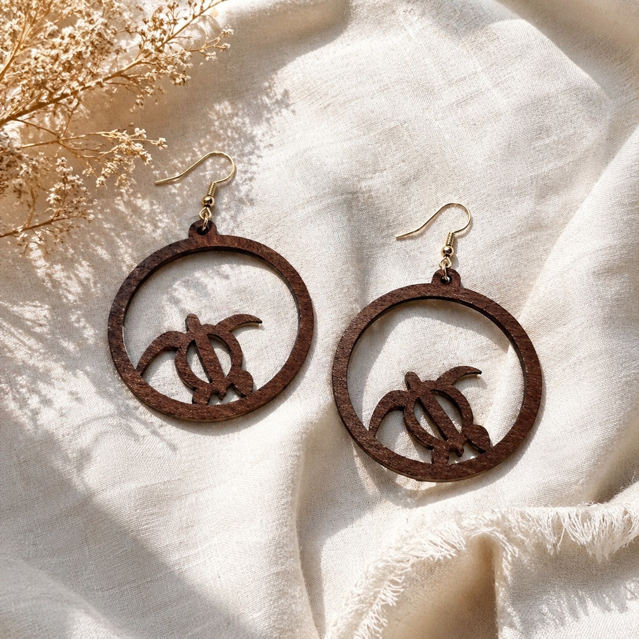 Wooden Turtle Dangle Earrings Boho Coastal Beach Jewelry Lightweight…