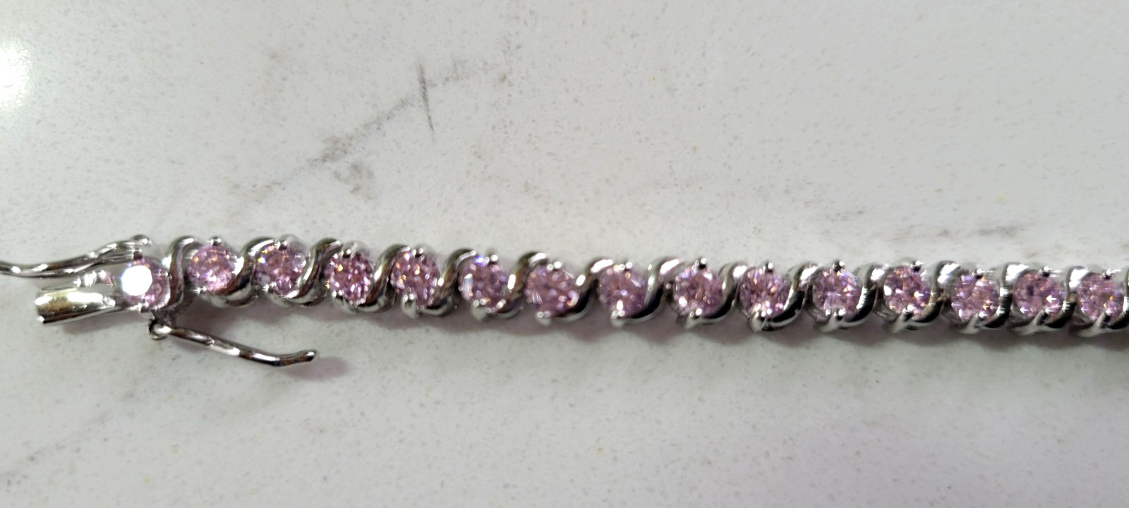 NEW Sterling Silver Tennis Bracelet Pink Topaz DW Thailand 14g