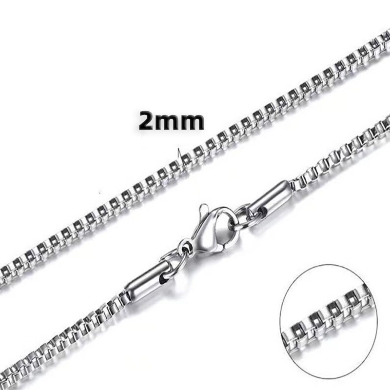 16-40″MEN Stainless Steel 2mm/3mm/4mm/5mm/7mm Silver Smooth Box Chain Necklace