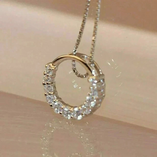 2Ct Round Cut Moissanite Women’s Circle Pendant 14K Yellow Gold Plated