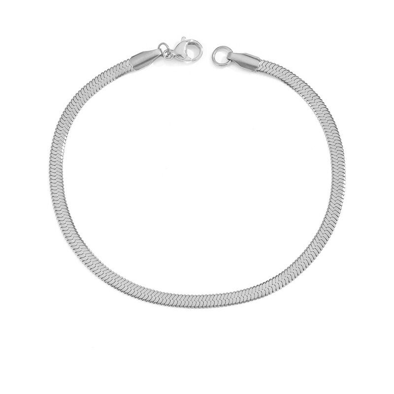 3/4/5mm Woman 14K Gold Plated Herringbone Flat Snake Chain Bracelet Bangle 7-9”