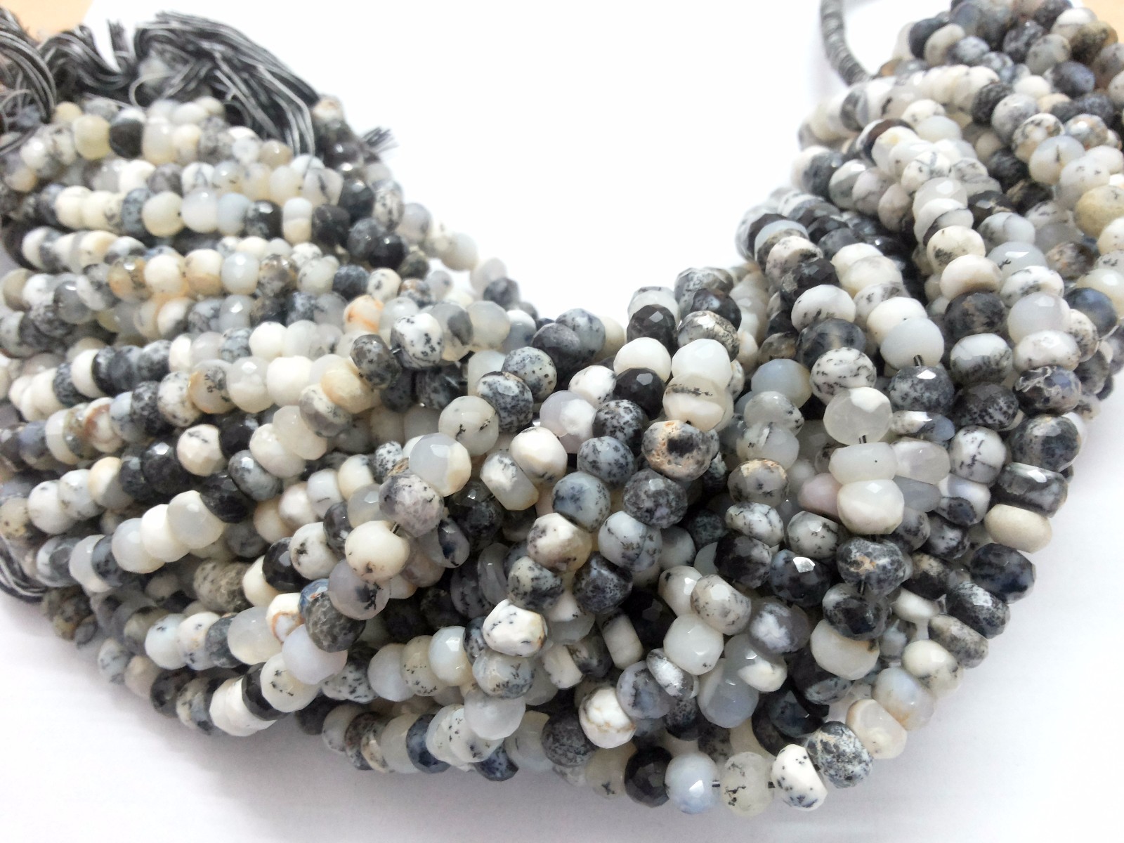 1 Strand Natural Dendrite Opal Rondelle Faceted 6-7mm Loose Beads 10″inch