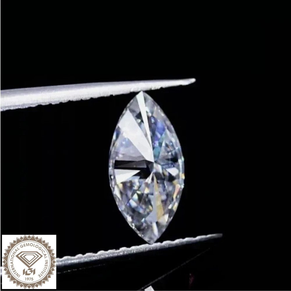 IGI Certified D Color 1.07 CT Marquise Cut Lab Grown Loose CVD Diamond VVS1
