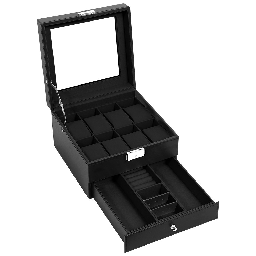 3/6/8/10/12/24 Slots PU Leather Watch Box Organizer Jewelry Display Storage Case