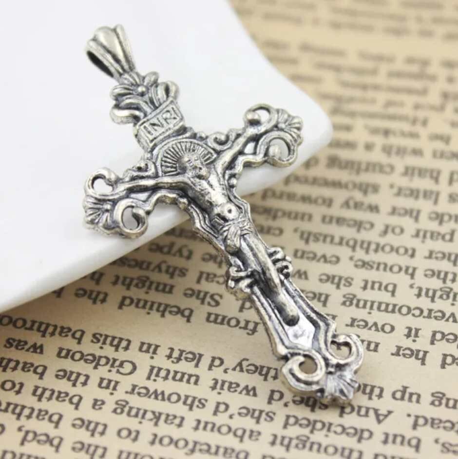 925 Sterling Silver 3D Christian Jesus Christ Cross Catholic Crucifix Necklace