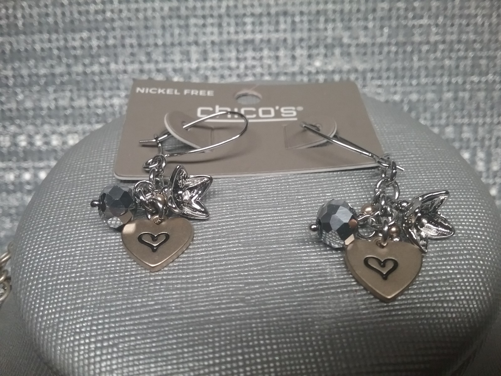 Lot of 3 Chico’s Necklace & Earrings Silver & Gold Tone In very good condition