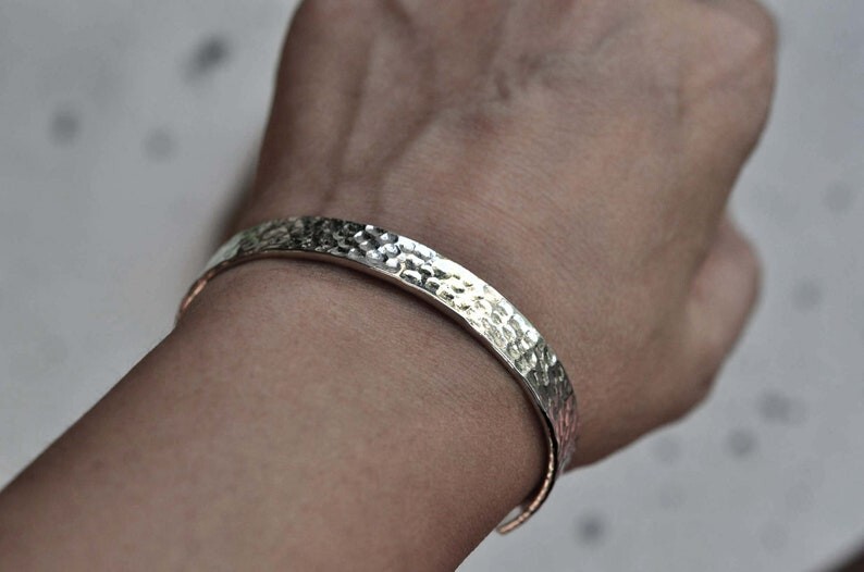 Hammered Design Bangle 925 Sterling Silver Men & Women Cuff Bracelet All Size