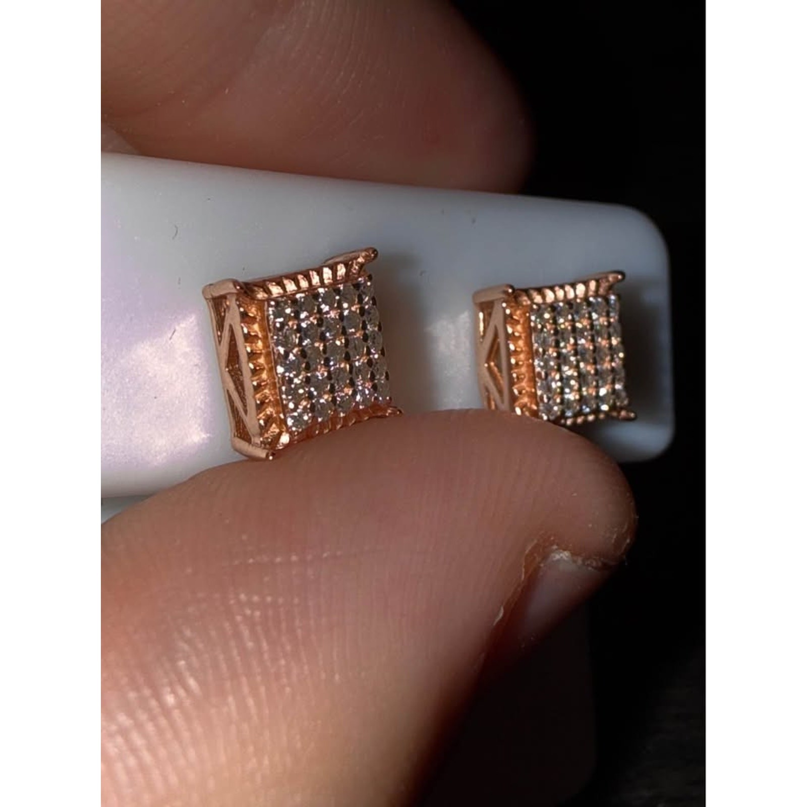 925 Sterling Silver Moissanite Square Stud Earrings