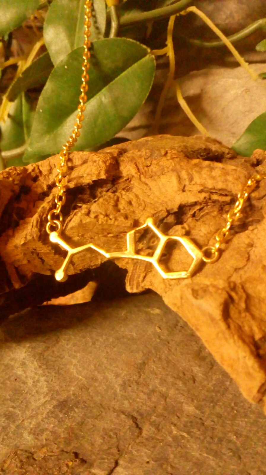 DOPAMINE SEROTONIN Molecule DNA genetic structure pendant necklace BRASS India