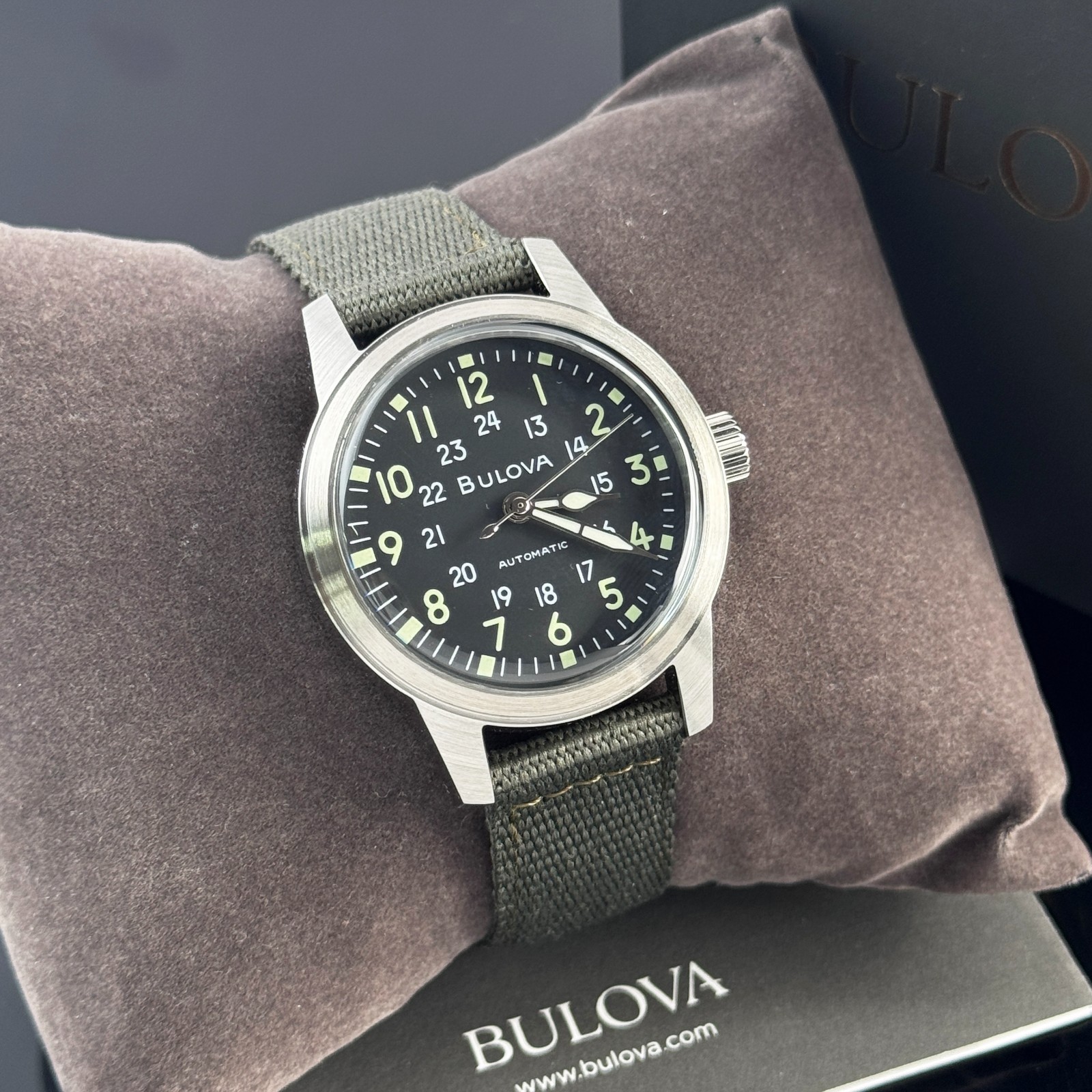 Bulova Men’s Hack VWI Special Edition 96A259 Automatic Black Dial Nylon Watch