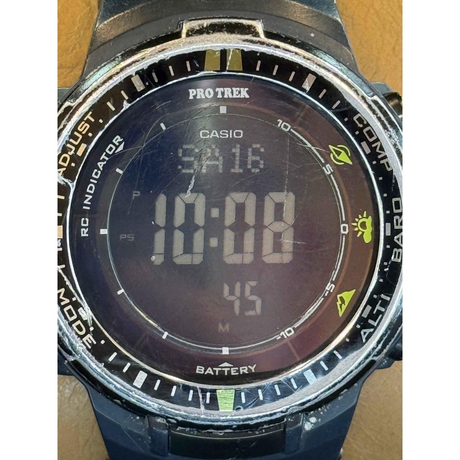 Casio Pro Trek PRW-3000 Digital Watch Triple Sensor Used New Battery