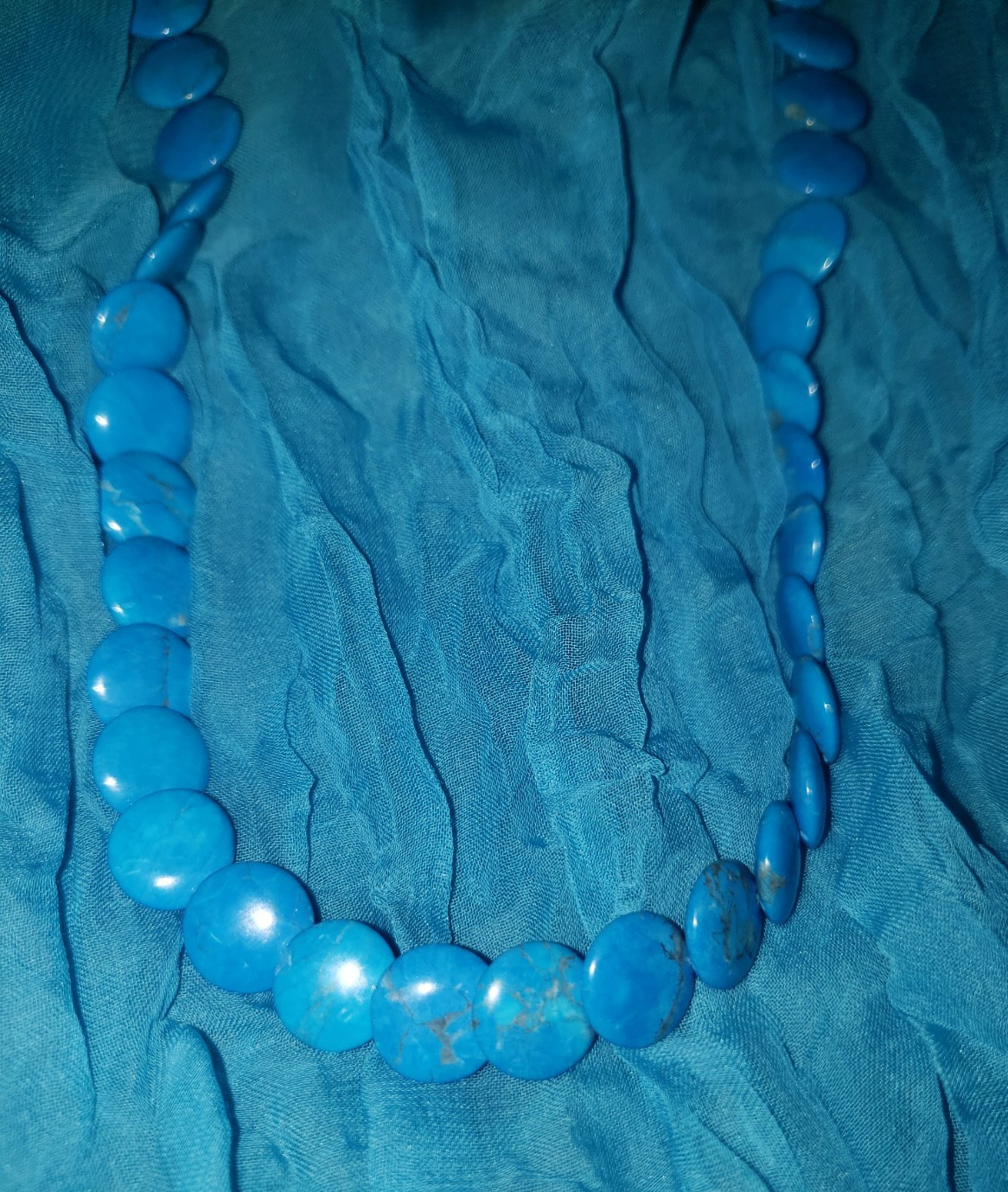Lovely Vintage Mervyn’s Blue Dyed Howlite Set. Earrings 14kt Gold Filled Posts.