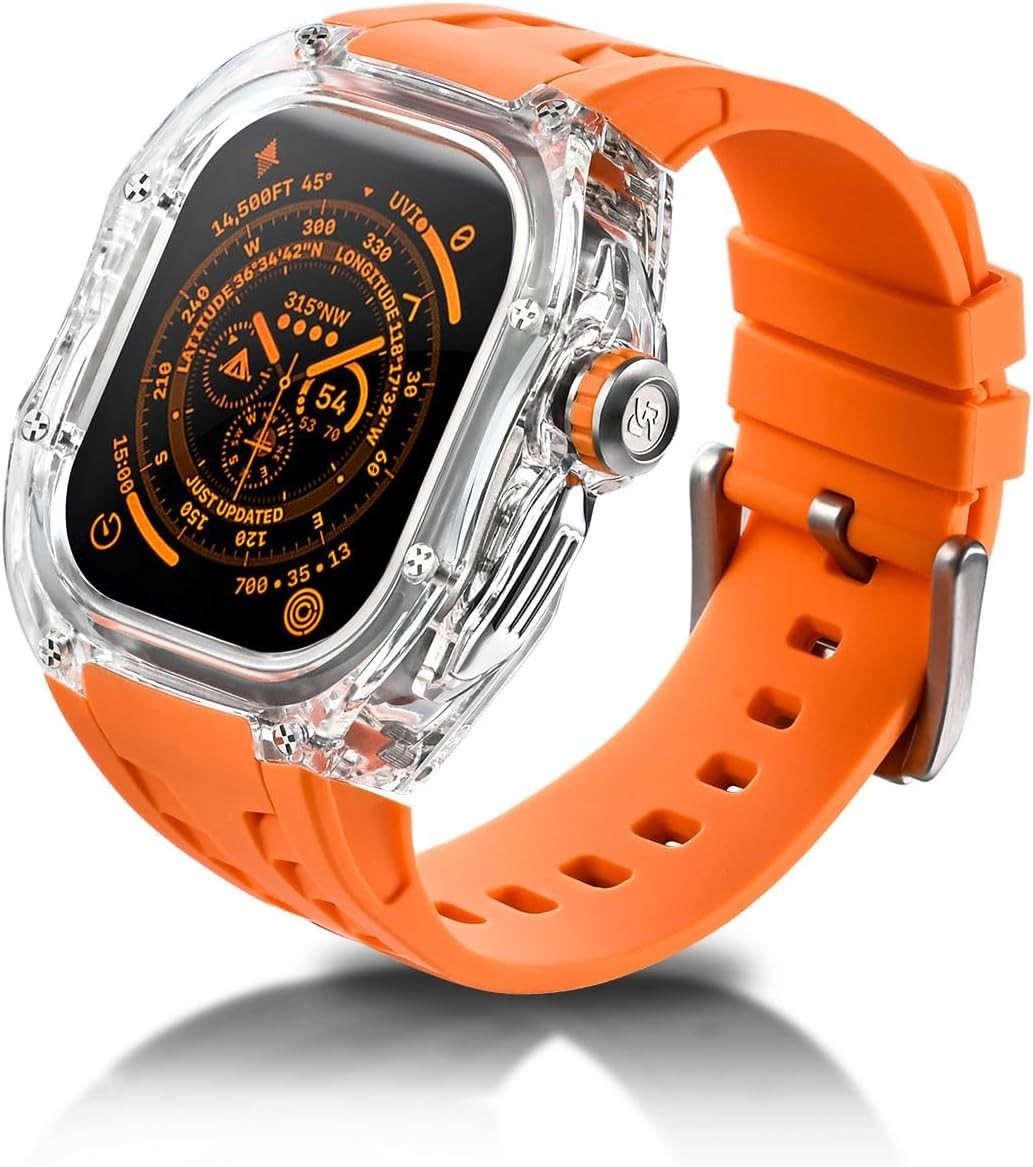 RYUEUYA Apple Watch Case 45mm Transparent Orange Series 7 8 9 New