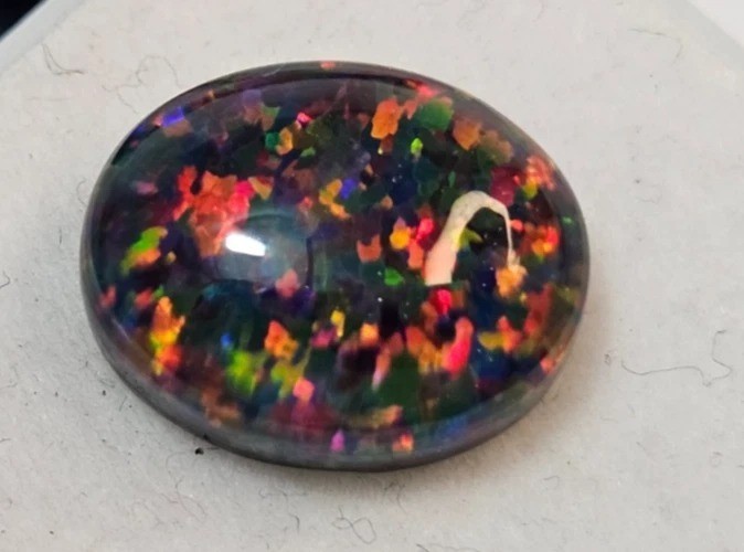 Australian Black Fire Opal 10+ Ct Oval Cabochon Natural Loose Certified Gemstone