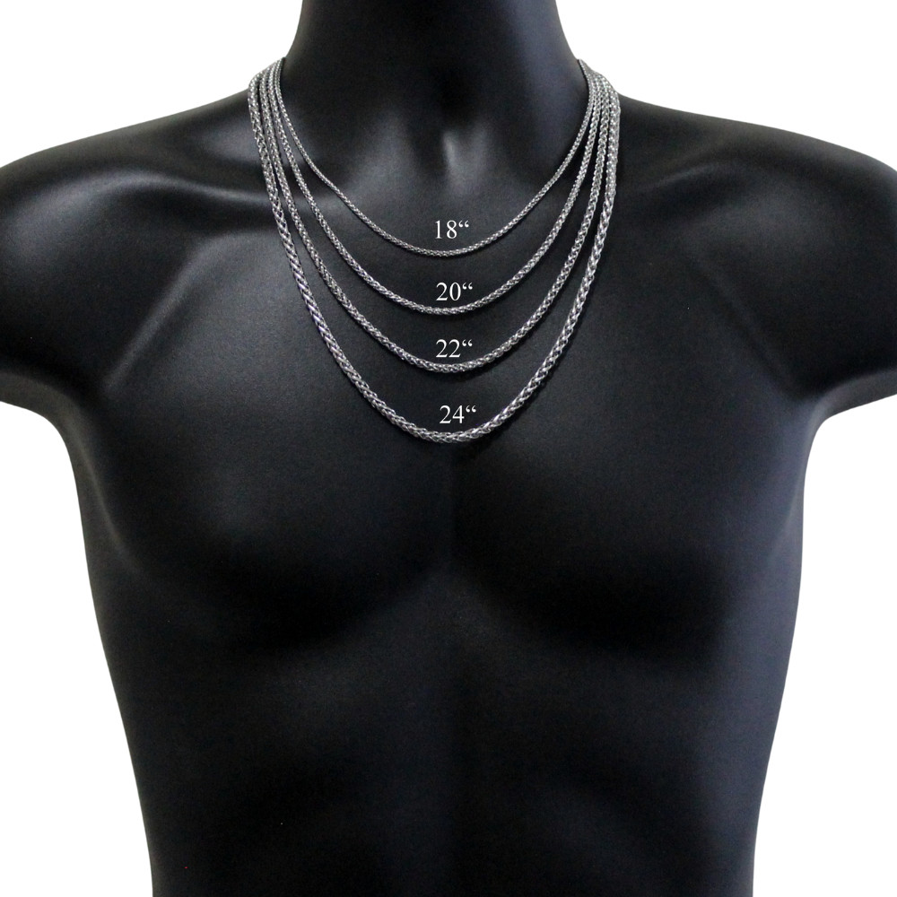 Stainless Steel Keel Wheat Braided Chain Bracelet Necklace Men Women 16″-26″