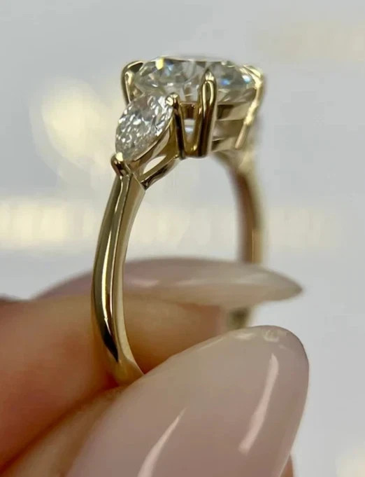 18k Yellow Gold Finish Round Lab Created Diamond Engagement & Everyday Wear Ring