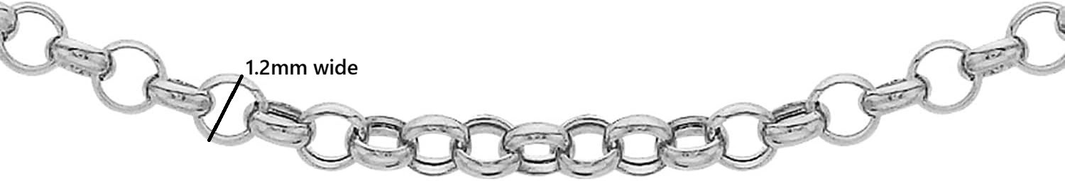 9 ct White Gold 1.2 mm Round Belcher Chain Necklace 41cm / 16″ Hallmarked