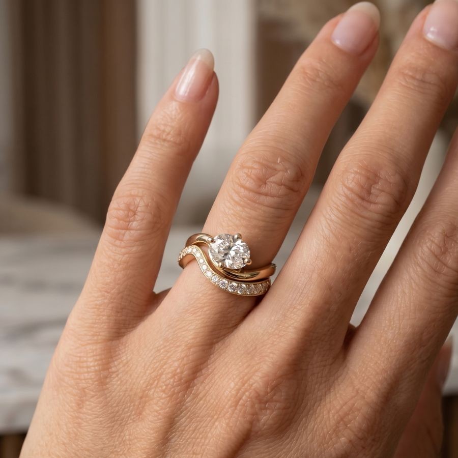 1.40 Ct Lab-Grown Diamond Wedding Bridal Set Band Ring 14k Yellow Gold